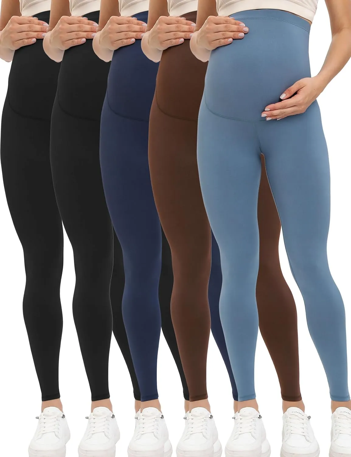 Buttergene 5 Pack Women's Creamlush Maternity Leggings Maternity Yoga Pants Pregnancy Leggings Maternity Clothes