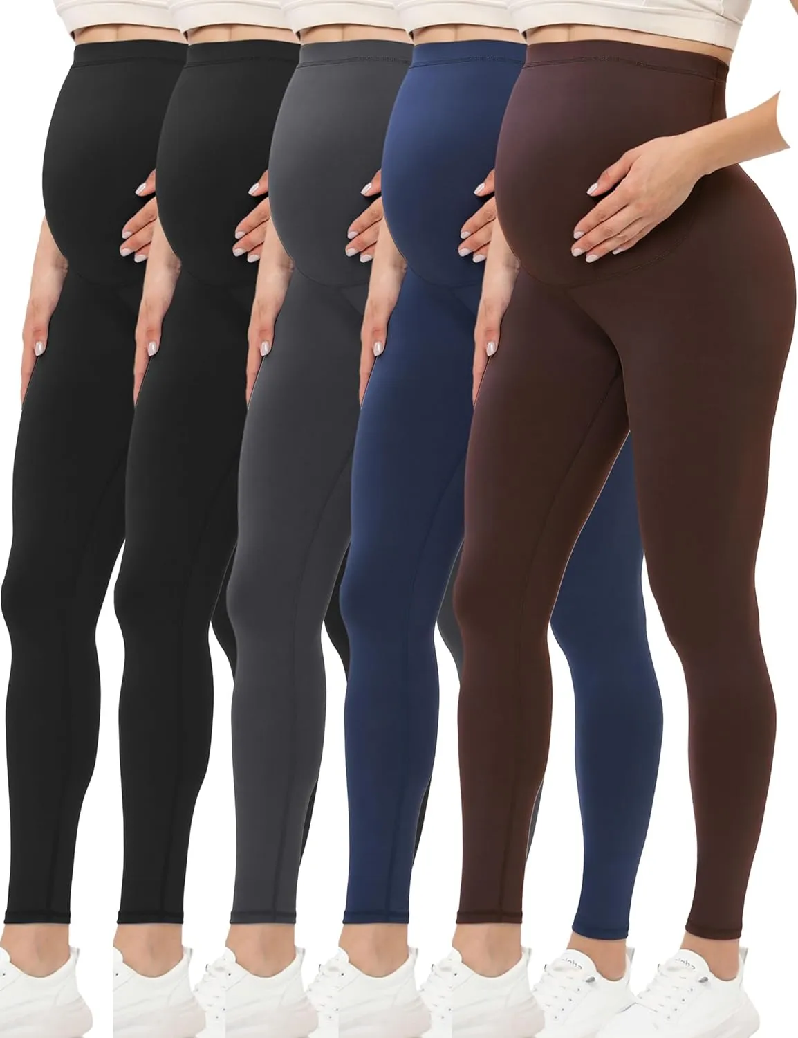 Buttergene 5 Pack Women's Creamlush Maternity Leggings Maternity Yoga Pants Pregnancy Leggings Maternity Clothes