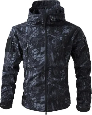 Camo Jacket for Men Hunting Tactical Jackets Waterproof Softshell Fleece Camouflage Hoodie Outdoor Hiking Fishing Coat