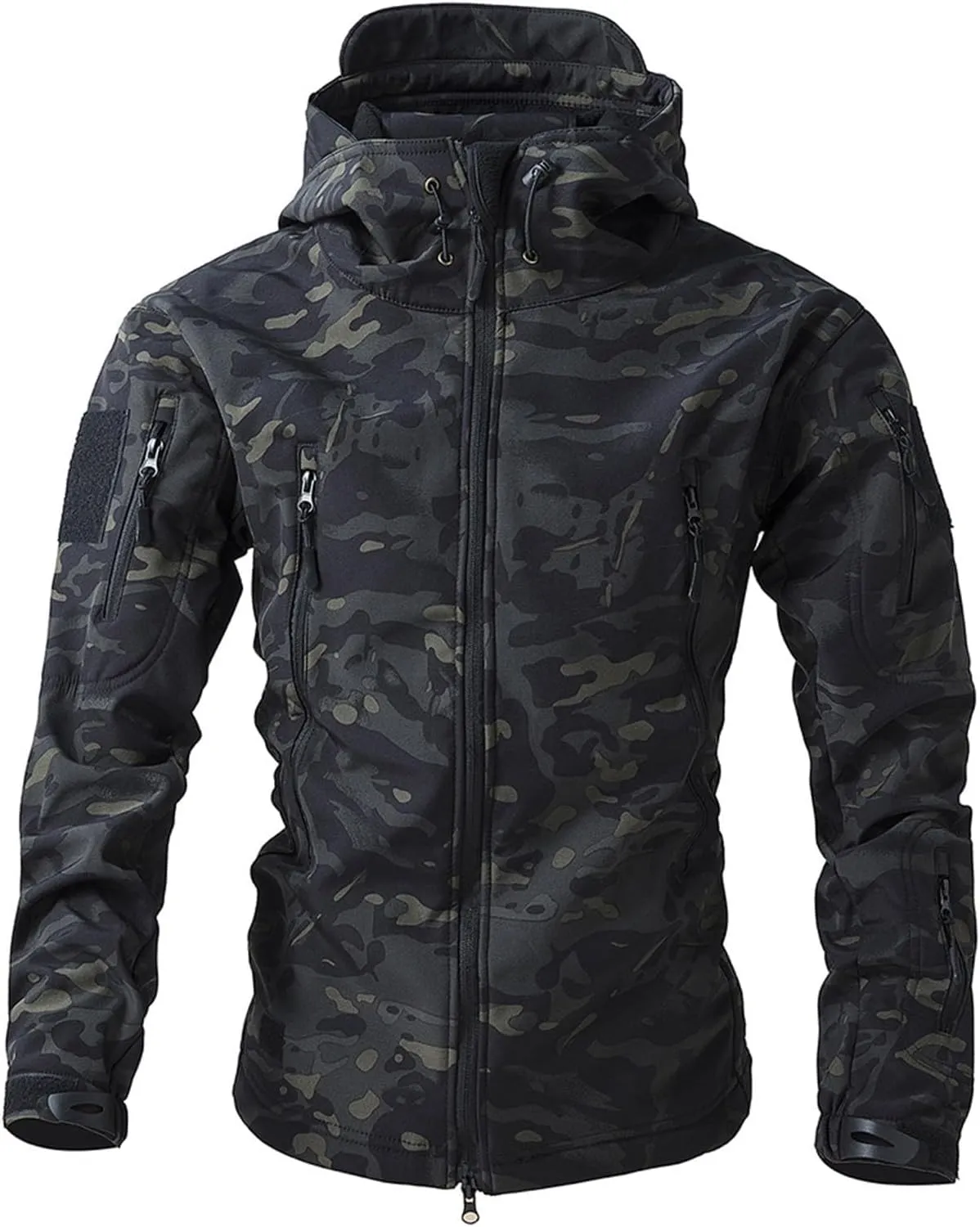 Camo Jacket for Men Hunting Tactical Jackets Waterproof Softshell Fleece Camouflage Hoodie Outdoor Hiking Fishing Coat