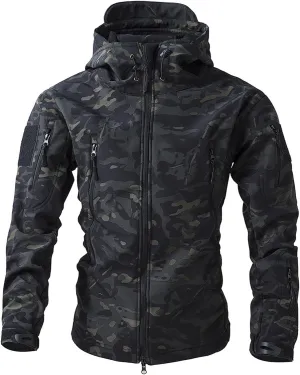 Camo Jacket for Men Hunting Tactical Jackets Waterproof Softshell Fleece Camouflage Hoodie Outdoor Hiking Fishing Coat