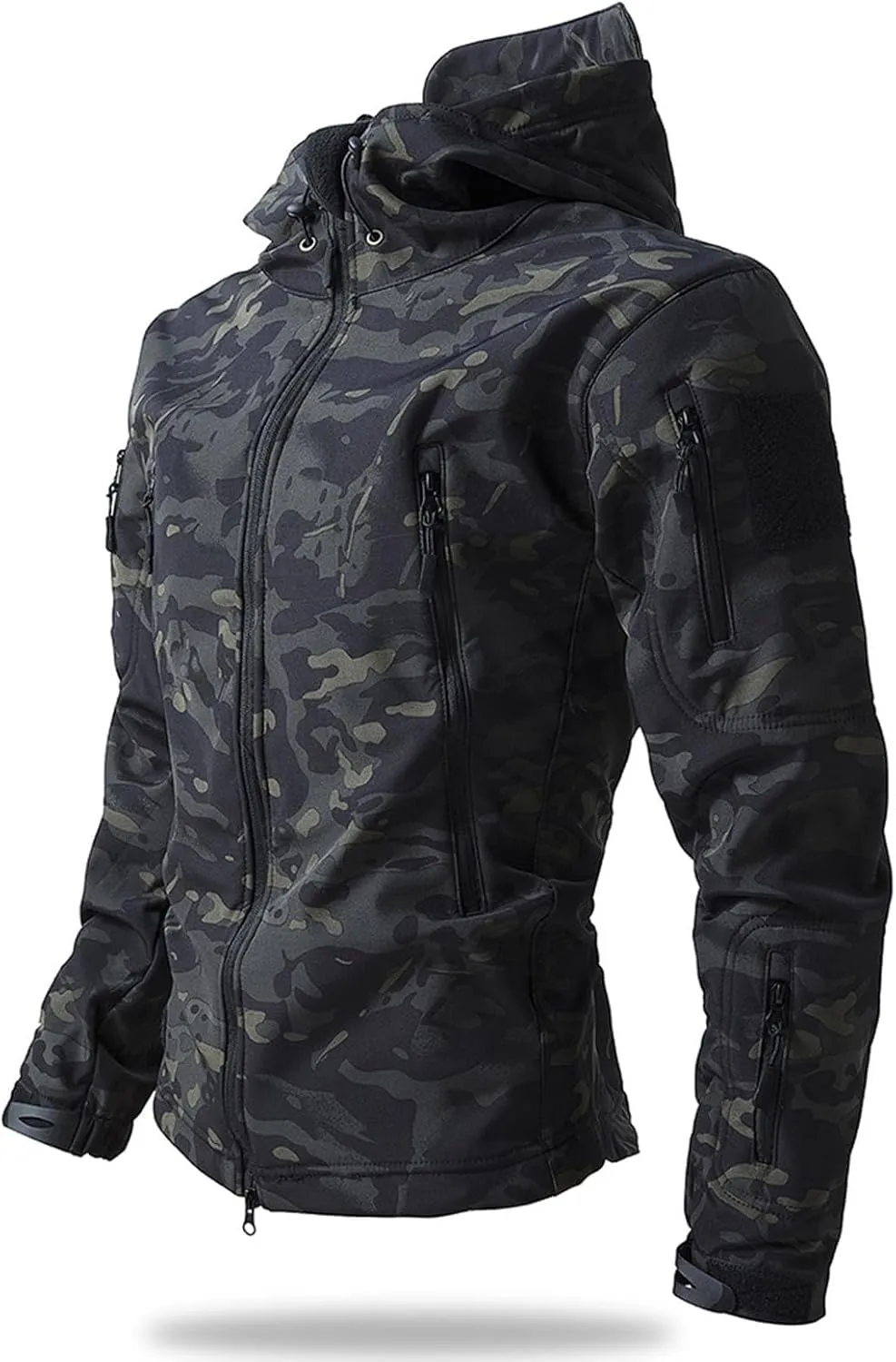 Camo Jacket for Men Hunting Tactical Jackets Waterproof Softshell Fleece Camouflage Hoodie Outdoor Hiking Fishing Coat