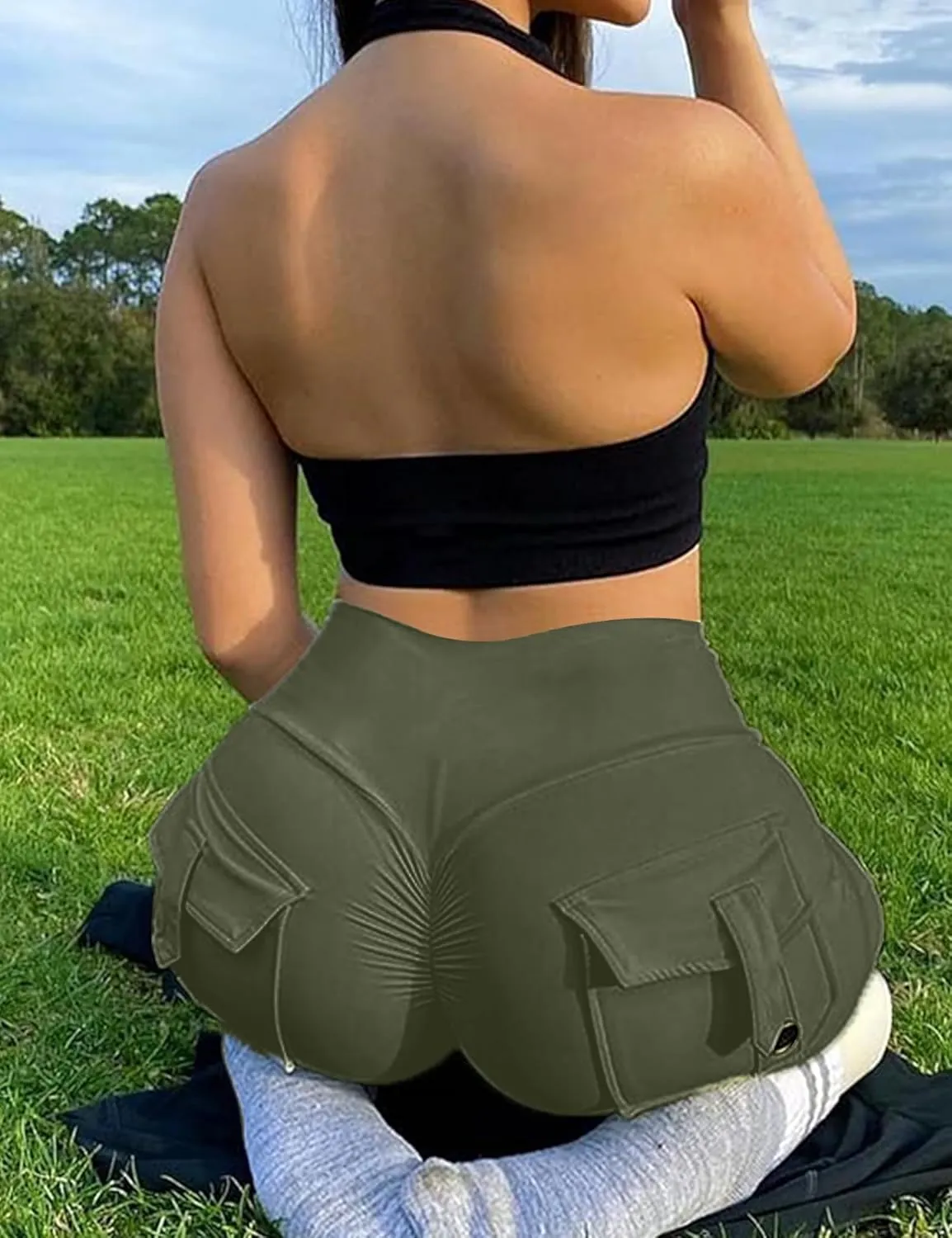 Cargo Leggings with Pockets Scrunch Butt Lifting Buttery Soft Gym Workout Leggings