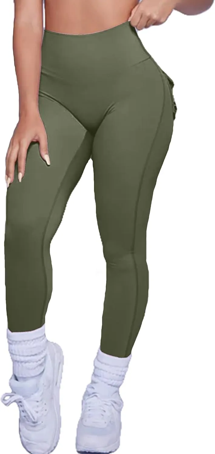 Cargo Leggings with Pockets Scrunch Butt Lifting Buttery Soft Gym Workout Leggings