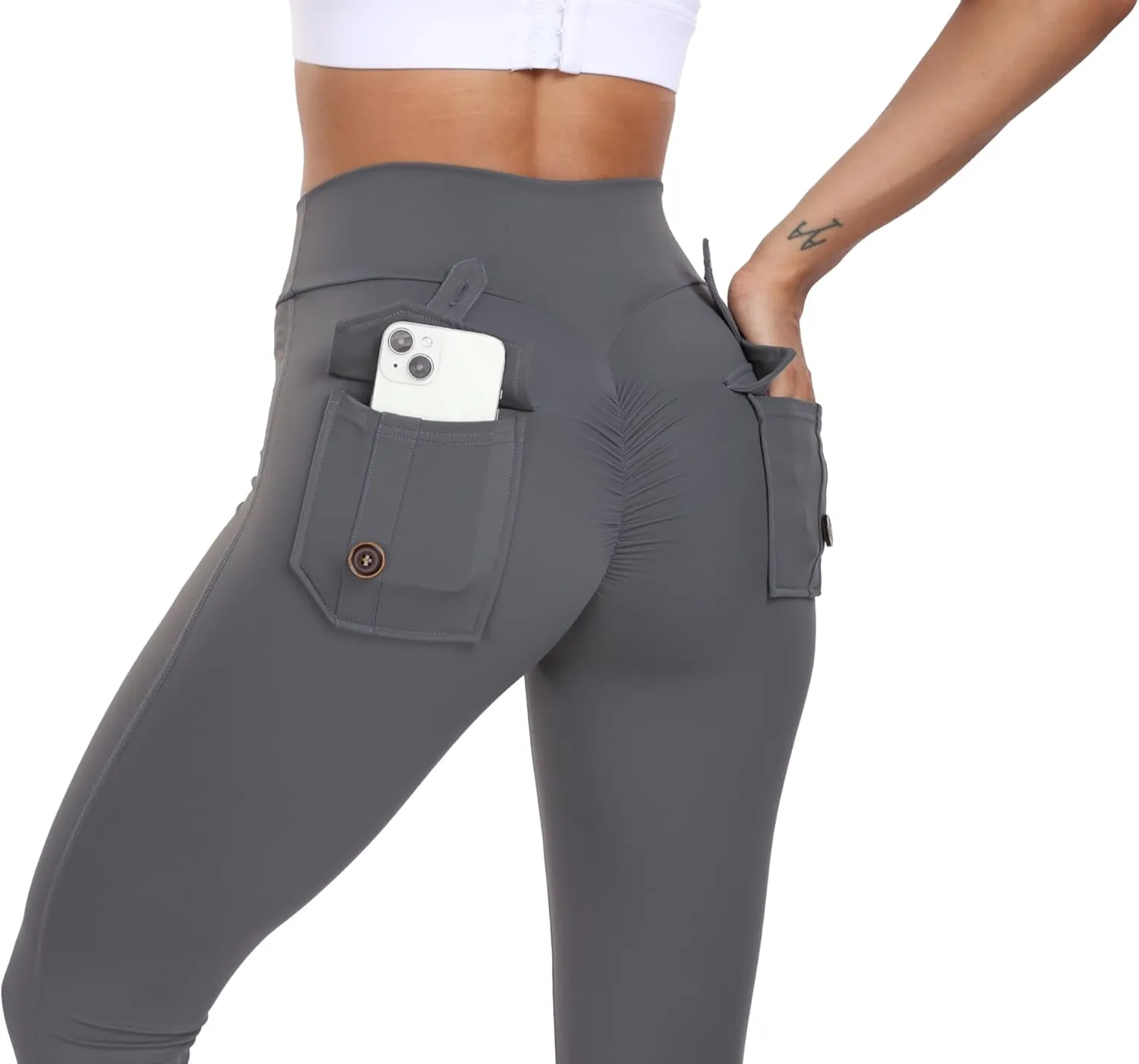 Cargo Leggings with Pockets Scrunch Butt Lifting Buttery Soft Gym Workout Leggings