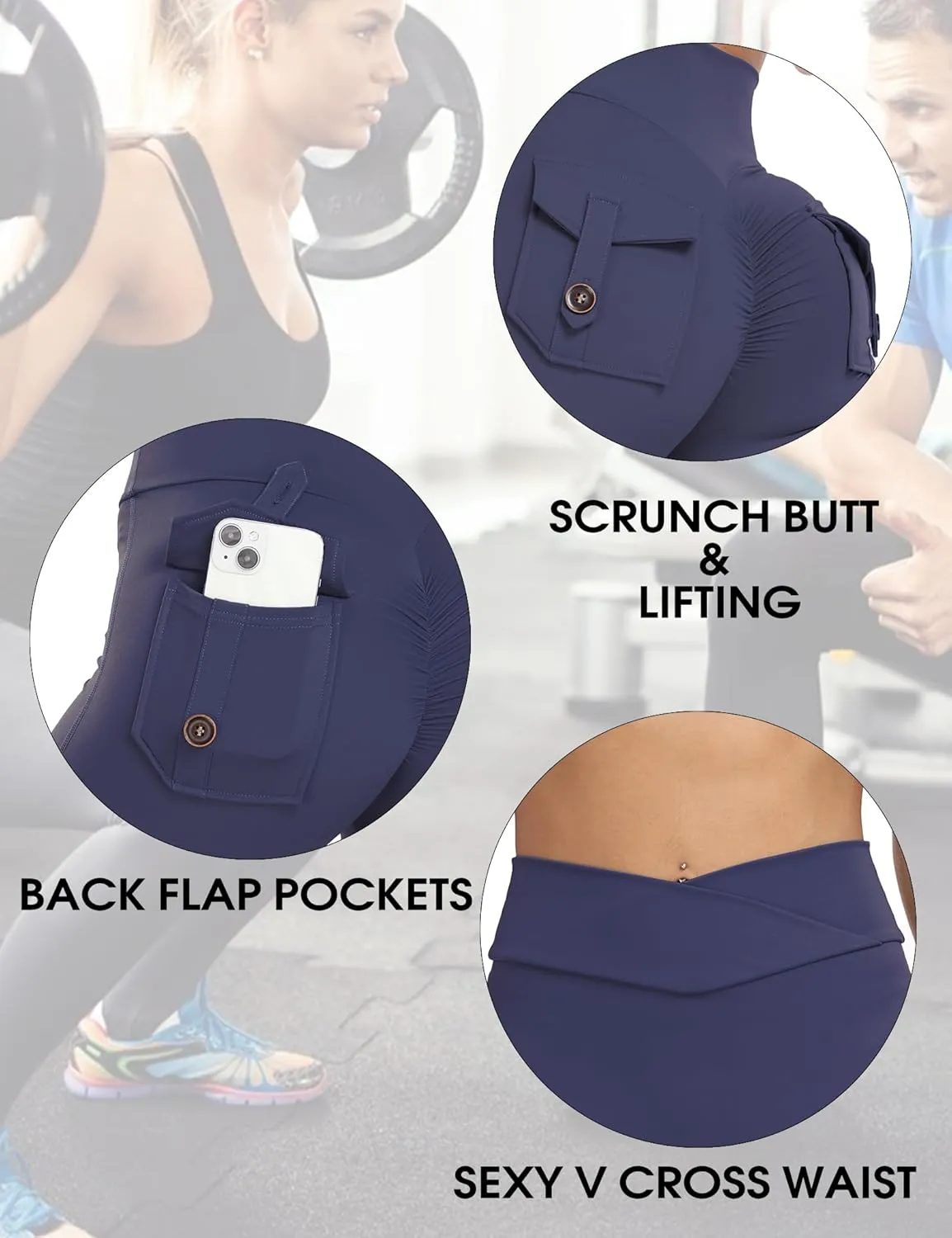 Cargo Leggings with Pockets Scrunch Butt Lifting Buttery Soft Gym Workout Leggings