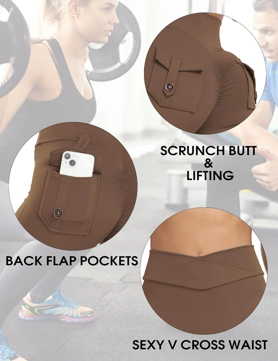 Cargo Leggings with Pockets Scrunch Butt Lifting Buttery Soft Gym Workout Leggings