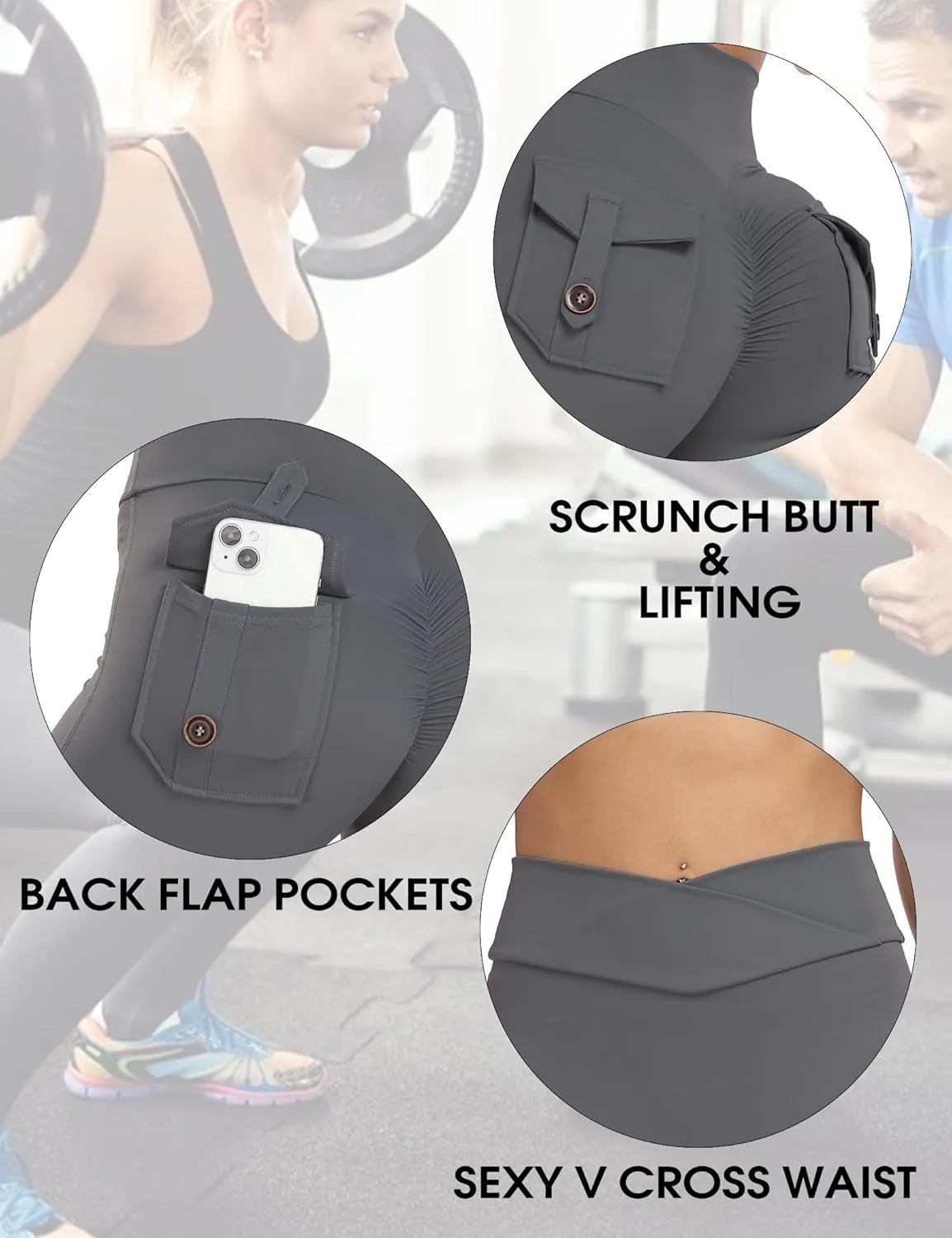 Cargo Leggings with Pockets Scrunch Butt Lifting Buttery Soft Gym Workout Leggings