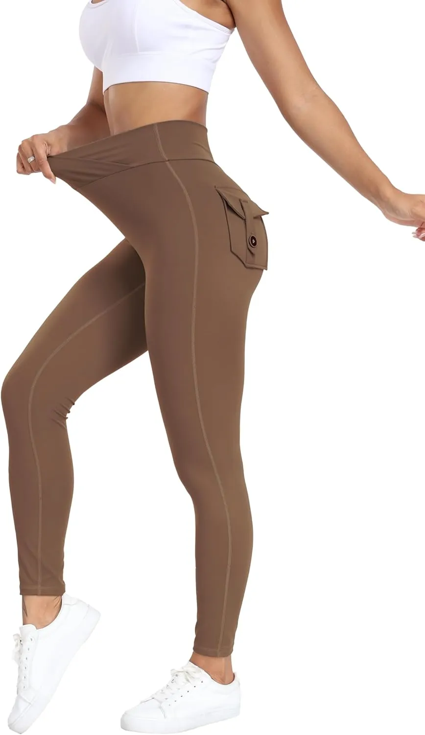 Cargo Leggings with Pockets Scrunch Butt Lifting Buttery Soft Gym Workout Leggings