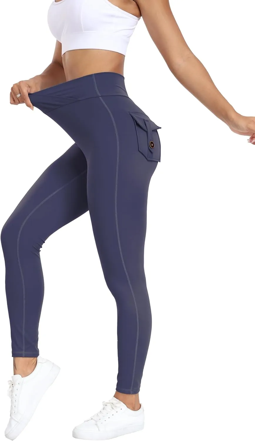 Cargo Leggings with Pockets Scrunch Butt Lifting Buttery Soft Gym Workout Leggings
