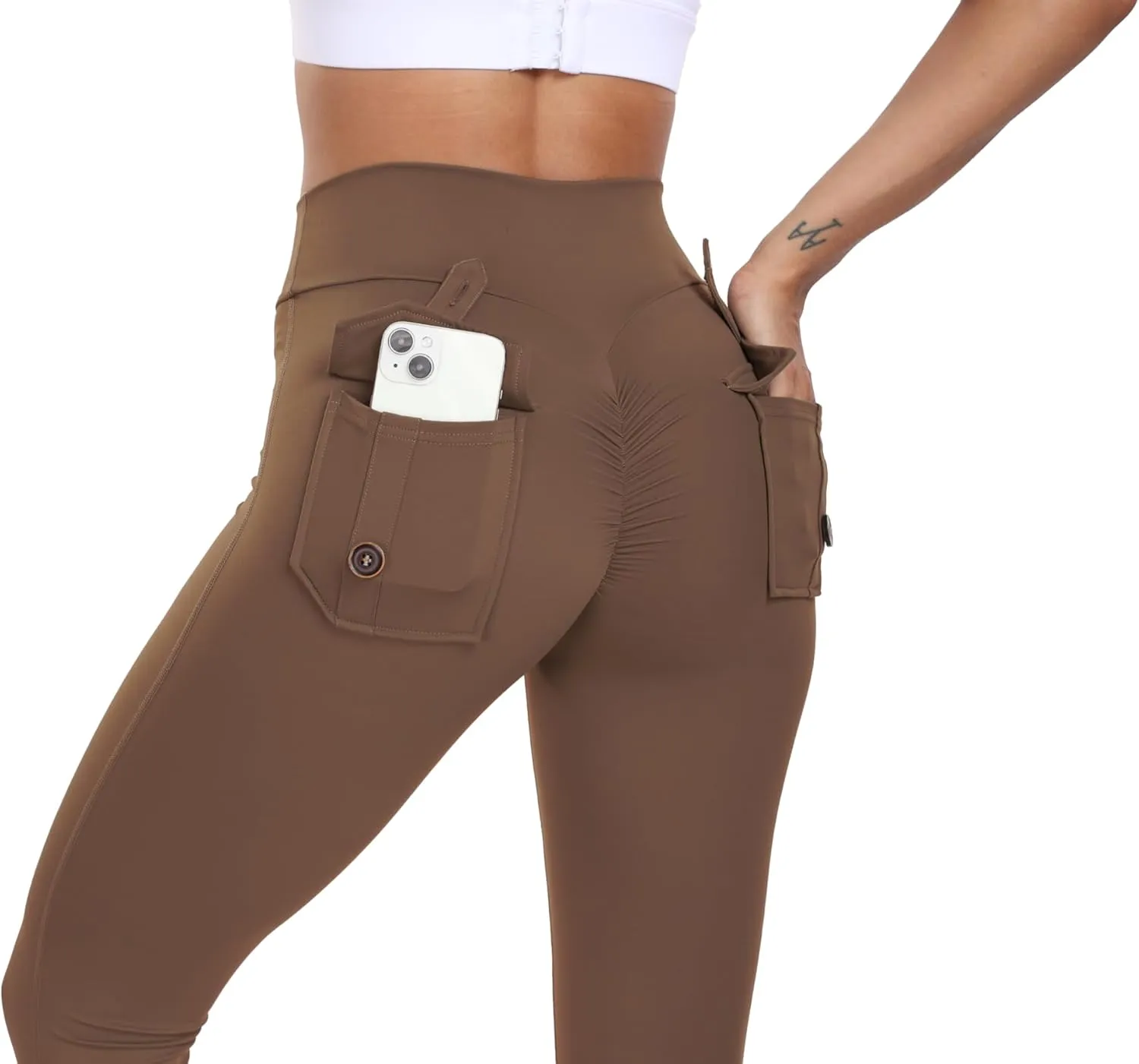 Cargo Leggings with Pockets Scrunch Butt Lifting Buttery Soft Gym Workout Leggings