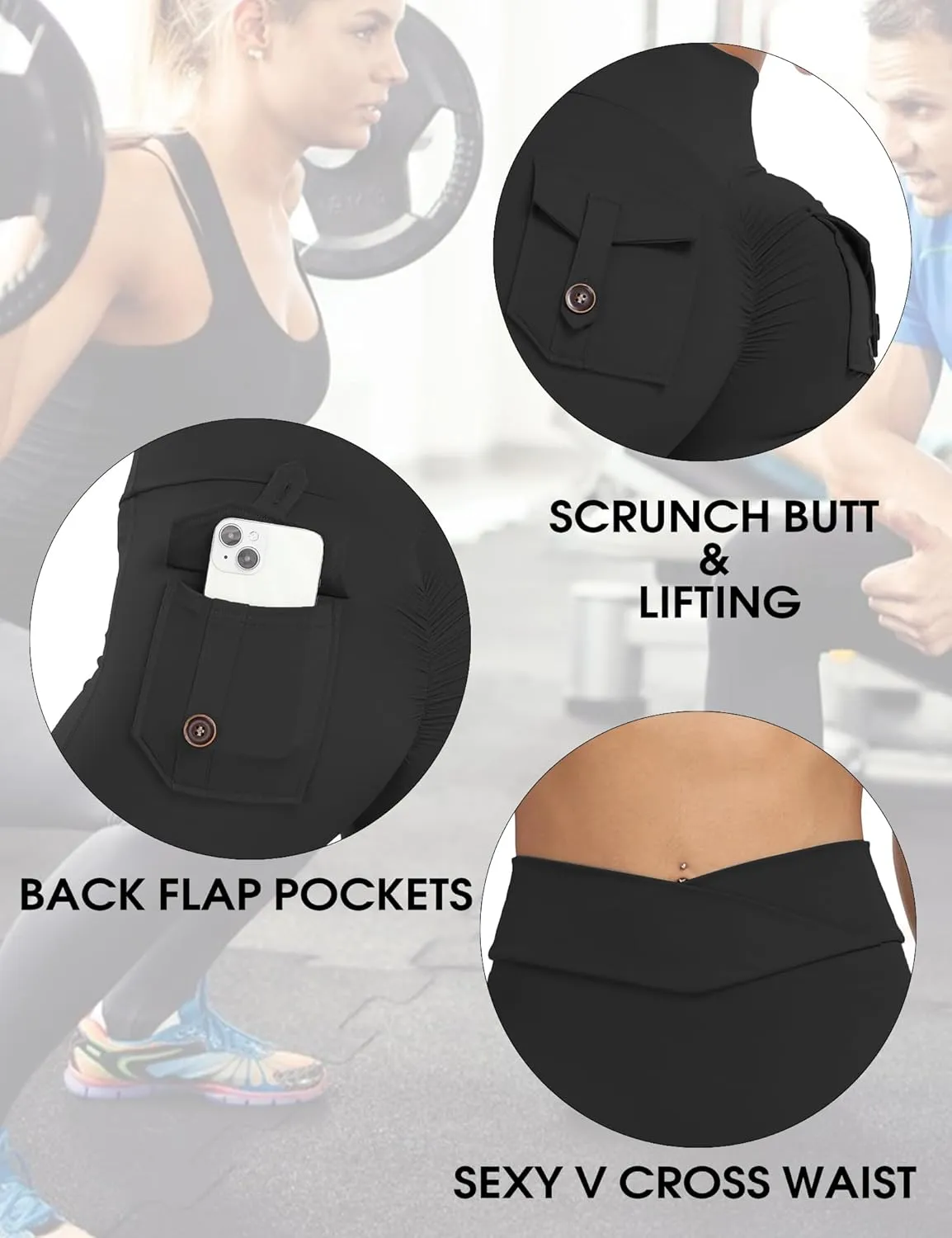 Cargo Leggings with Pockets Scrunch Butt Lifting Buttery Soft Gym Workout Leggings
