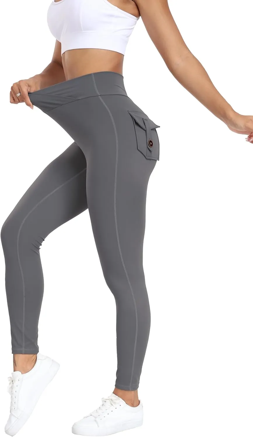 Cargo Leggings with Pockets Scrunch Butt Lifting Buttery Soft Gym Workout Leggings