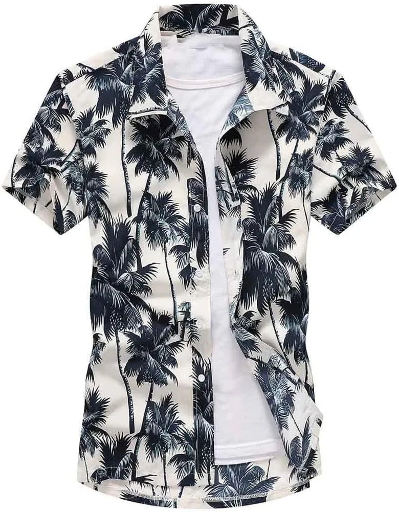 Casual Floral Beach Men's Shirt Summer Short Sleeve Hawaiian Shirts Quick Dry Shirt
