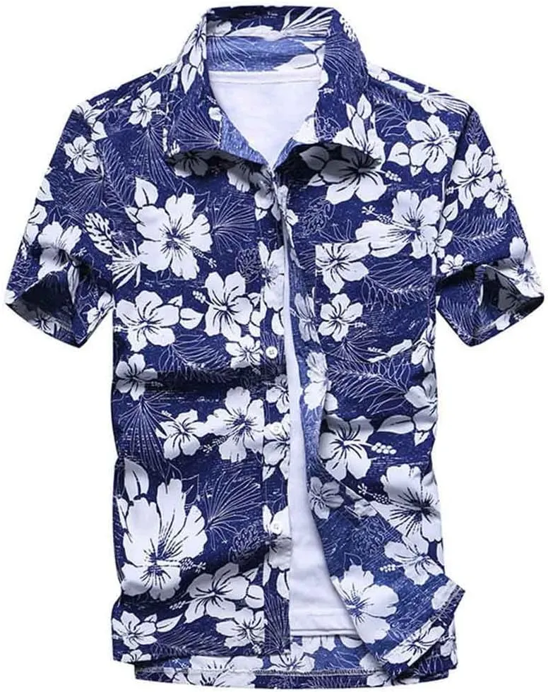 Casual Floral Beach Men's Shirt Summer Short Sleeve Hawaiian Shirts Quick Dry Shirt