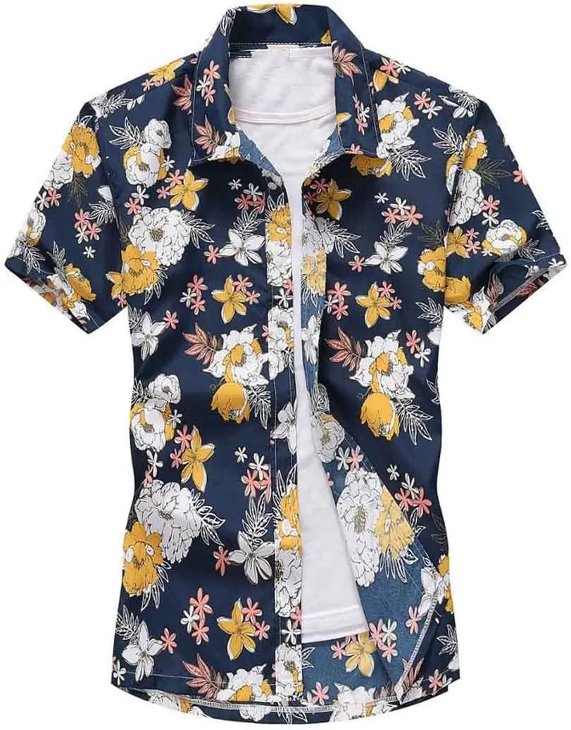 Casual Floral Beach Men's Shirt Summer Short Sleeve Hawaiian Shirts Quick Dry Shirt