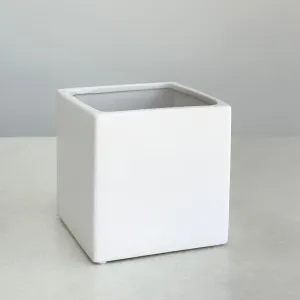 Ceramic Square White Pot Matte Finish