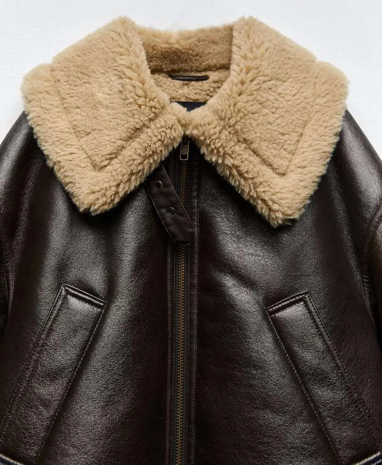 CHARTOU Women Faux Leather Jacket Faux Fur Bomber Jacket Winter Warm Sherpa Jacket Coat Moto Biker Jacket