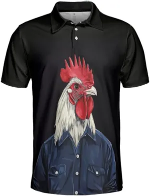 Chicken Polo Shirts for Men - Chicken Lover Stylish Mens Goft Shirt Casual Short Sleeve Button Down Outfit Set 32