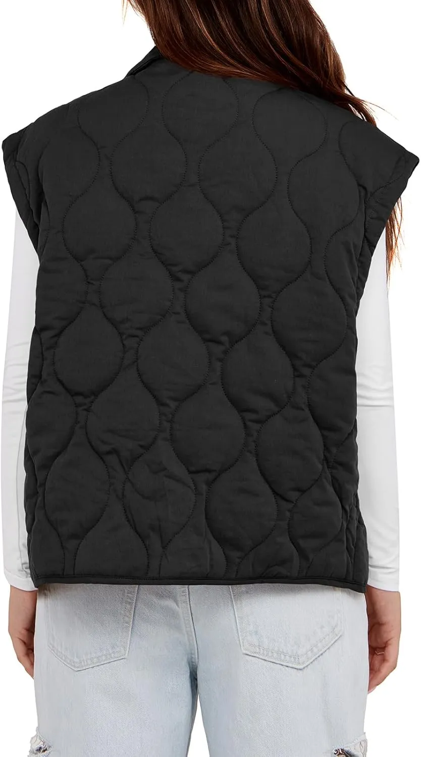 Cicy Bell Womens Quilted Puffer Vest Stand Collar Zip Up Winter Lightweight Padded Gilet Outerwear
