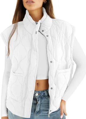 Cicy Bell Womens Quilted Puffer Vest Stand Collar Zip Up Winter Lightweight Padded Gilet Outerwear