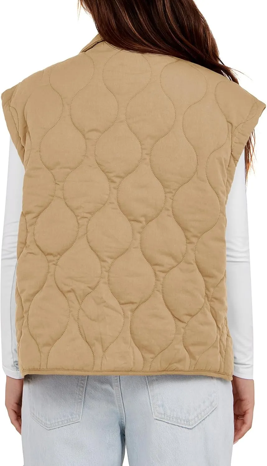 Cicy Bell Womens Quilted Puffer Vest Stand Collar Zip Up Winter Lightweight Padded Gilet Outerwear