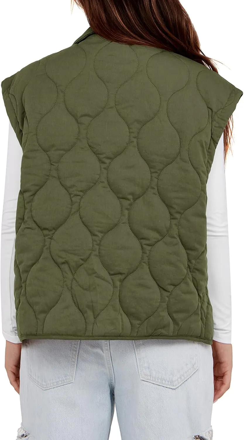 Cicy Bell Womens Quilted Puffer Vest Stand Collar Zip Up Winter Lightweight Padded Gilet Outerwear