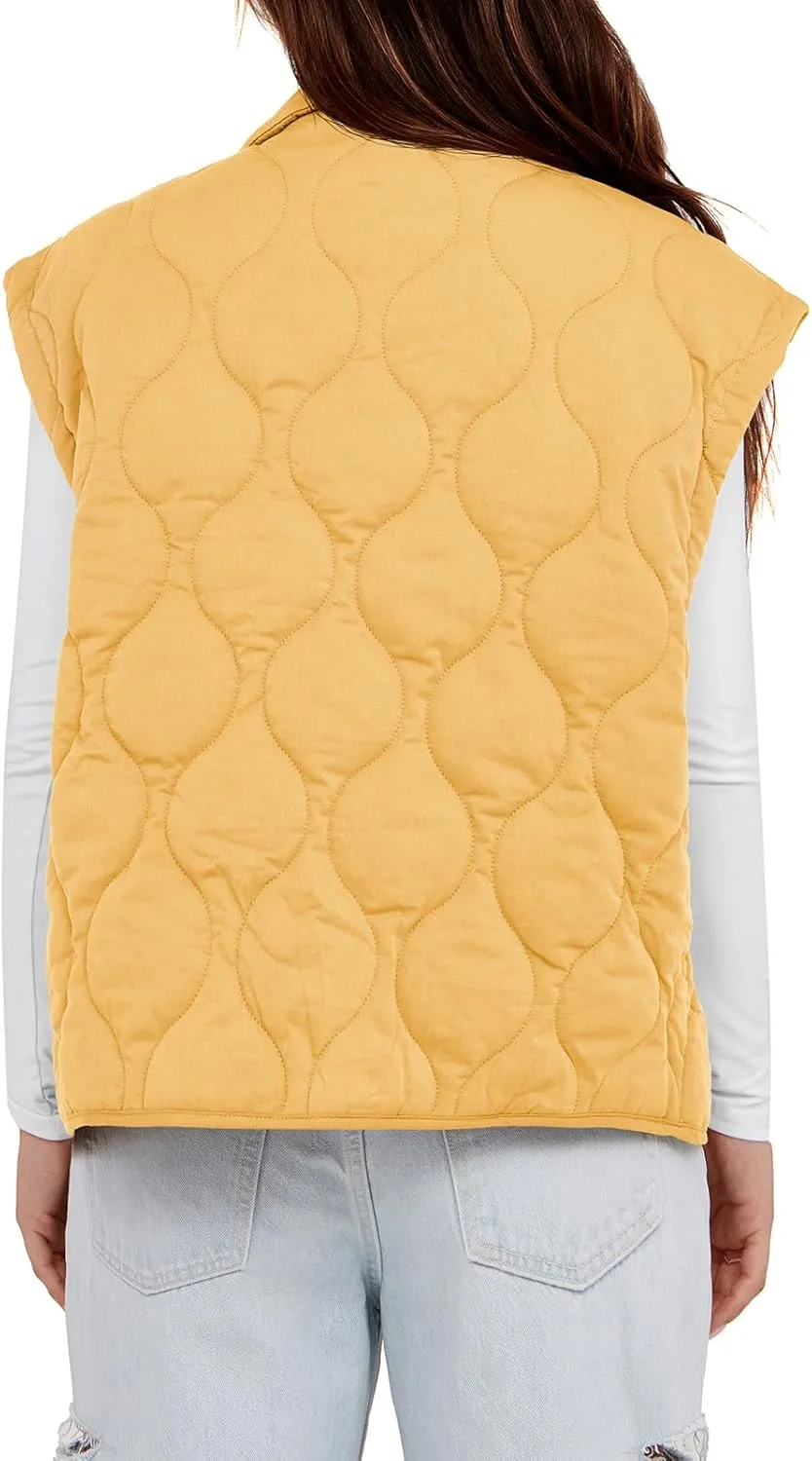 Cicy Bell Womens Quilted Puffer Vest Stand Collar Zip Up Winter Lightweight Padded Gilet Outerwear