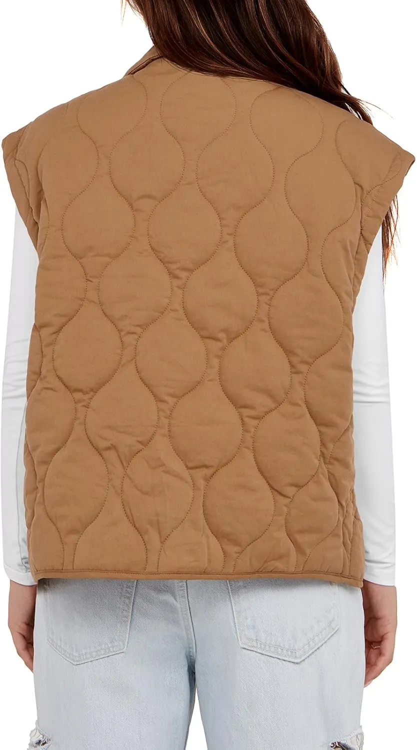 Cicy Bell Womens Quilted Puffer Vest Stand Collar Zip Up Winter Lightweight Padded Gilet Outerwear