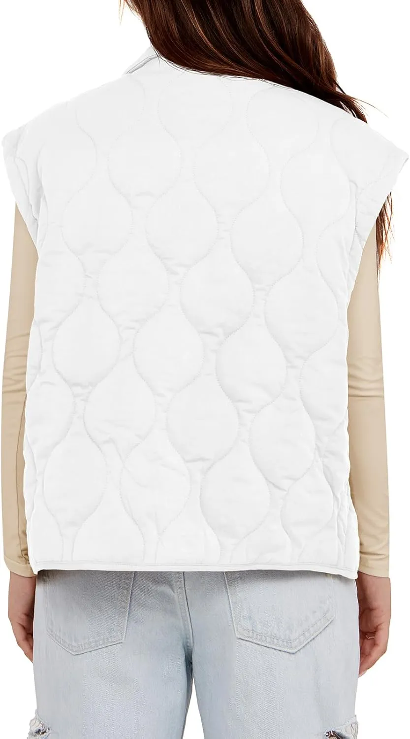 Cicy Bell Womens Quilted Puffer Vest Stand Collar Zip Up Winter Lightweight Padded Gilet Outerwear