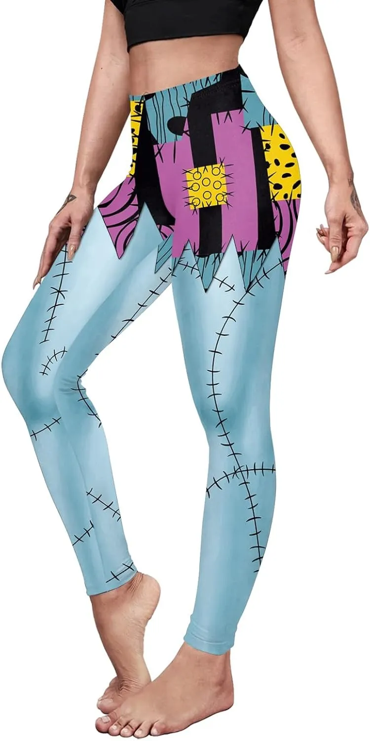 color cosplayer Womens Halloween Leggings Printed Stretchy Leggings Yoga Pants