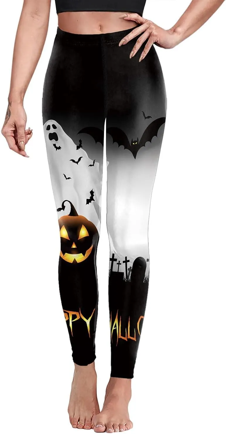 color cosplayer Womens Halloween Leggings Printed Stretchy Leggings Yoga Pants