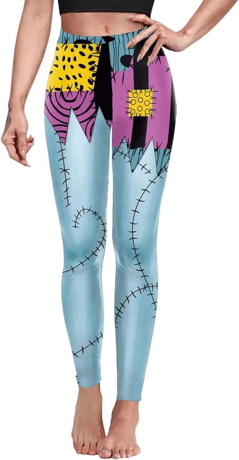 color cosplayer Womens Halloween Leggings Printed Stretchy Leggings Yoga Pants