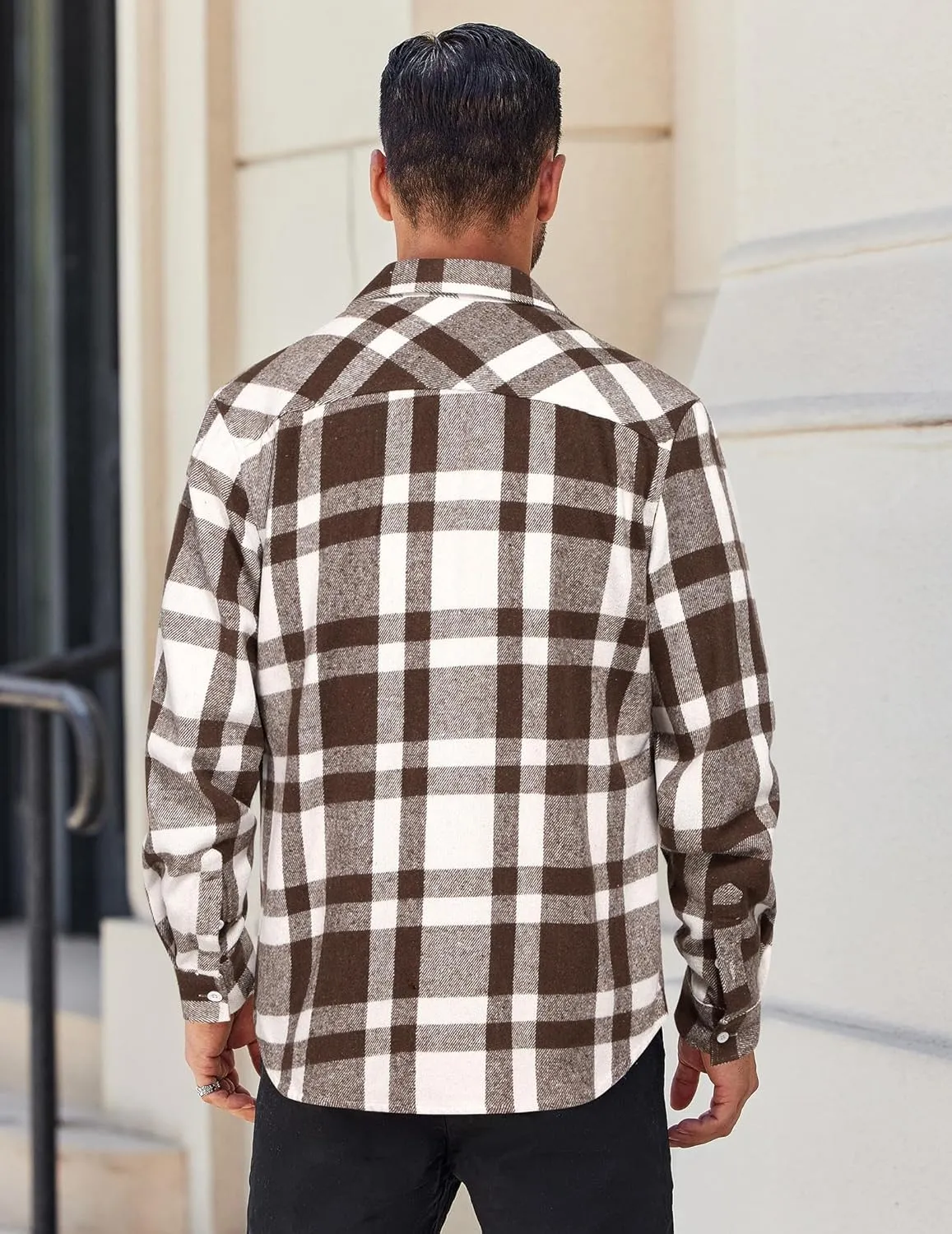 COOFANDY Mens Flannel Shirt Long Sleeve Lightweight Plaid Shirt Casual Button Down Shirts Jacket