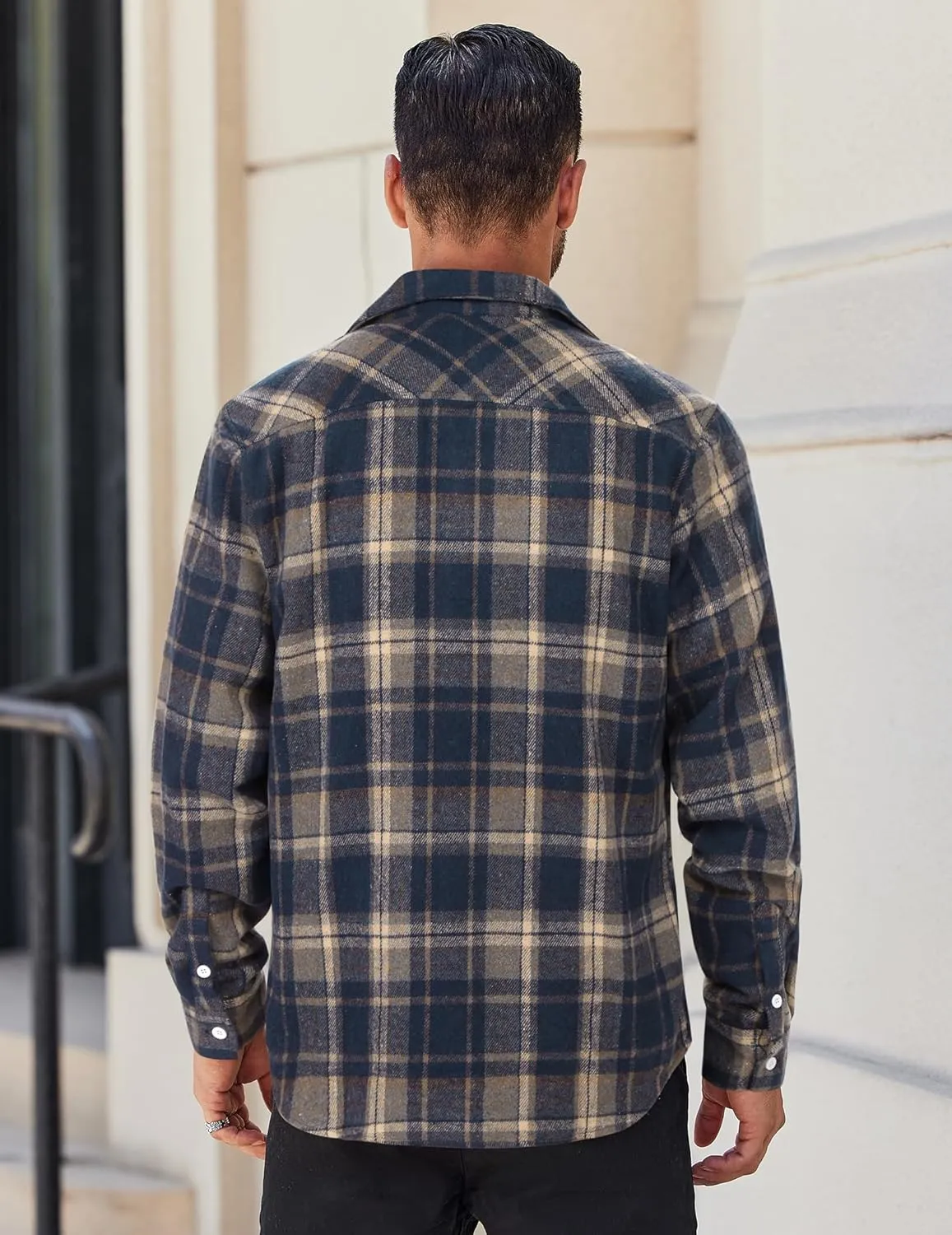 COOFANDY Mens Flannel Shirt Long Sleeve Lightweight Plaid Shirt Casual Button Down Shirts Jacket