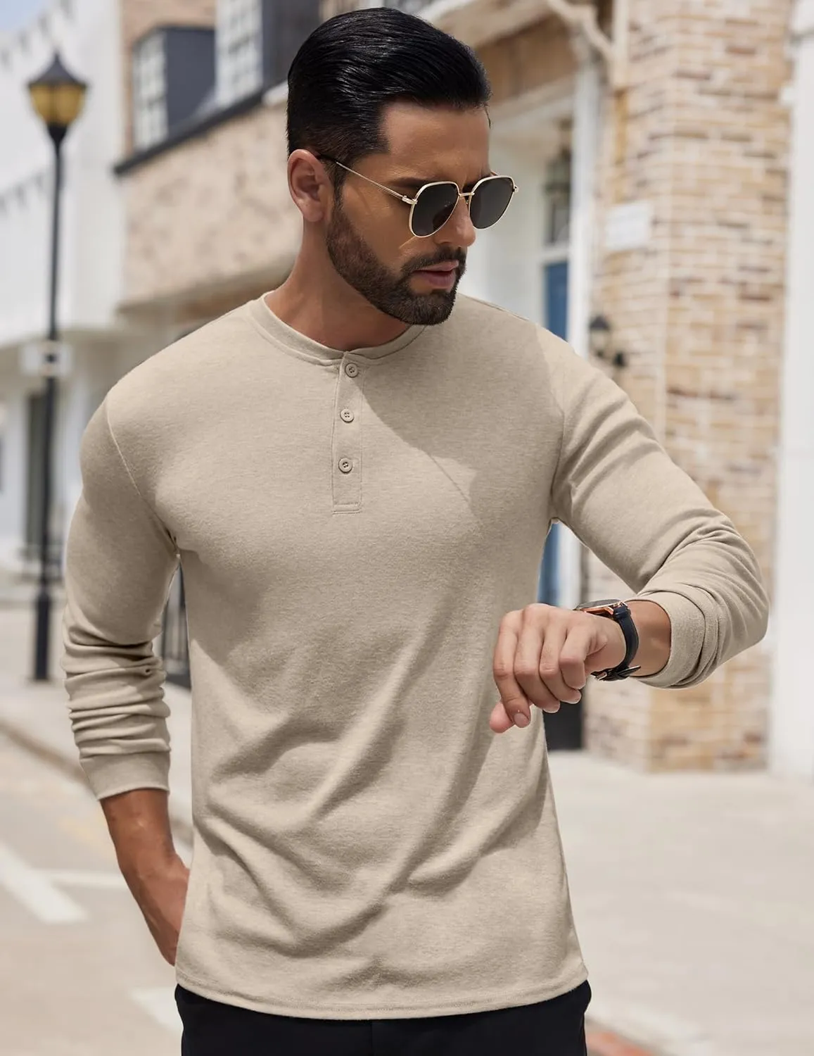 COOFANDY Men's Henley Shirts Long Sleeve Button T-Shirt Lightweight Fashion Casual Pullover Shirt