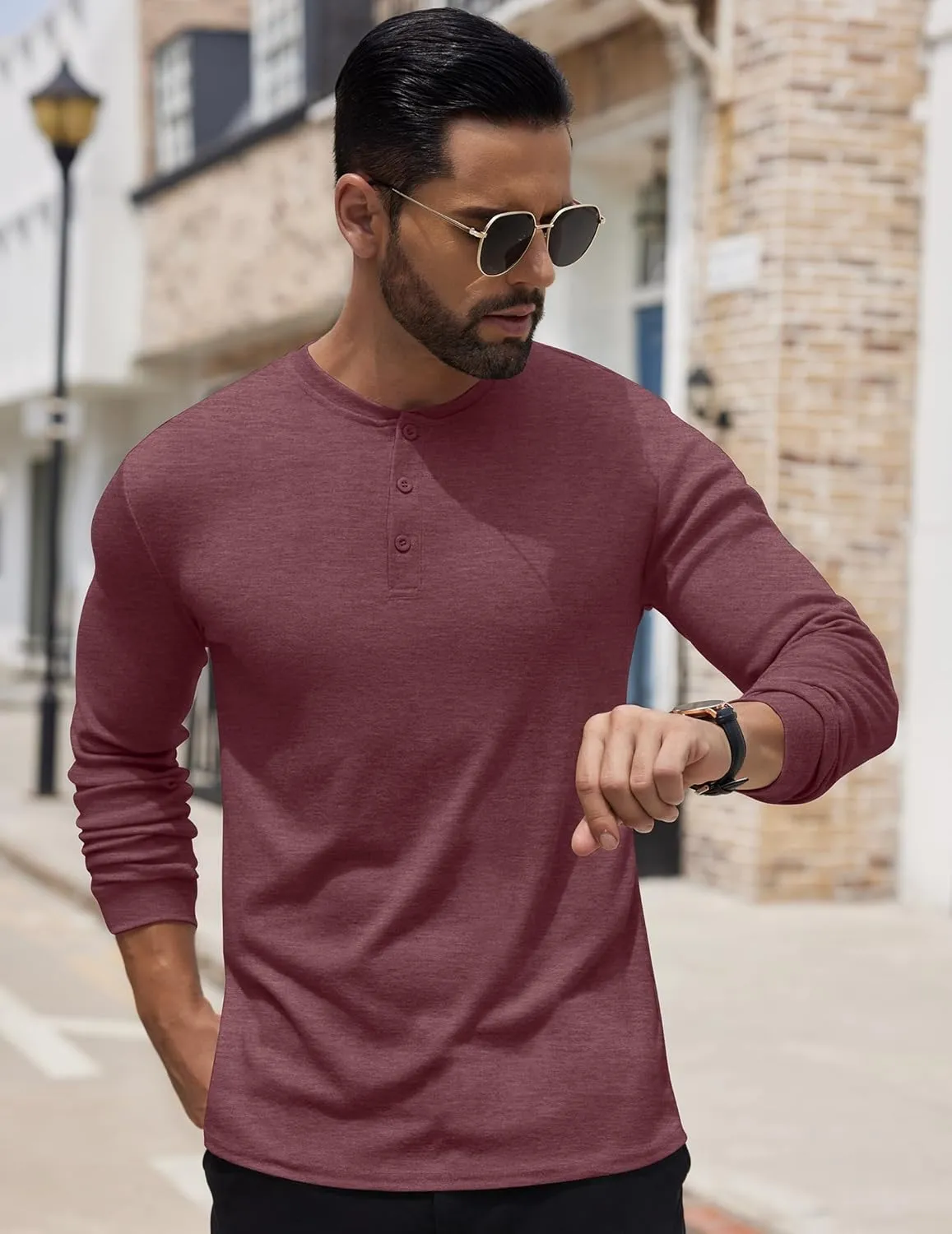 COOFANDY Men's Henley Shirts Long Sleeve Button T-Shirt Lightweight Fashion Casual Pullover Shirt