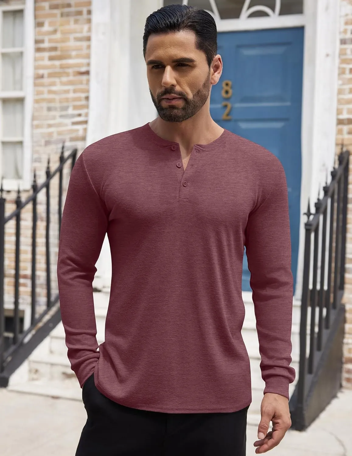 COOFANDY Men's Henley Shirts Long Sleeve Button T-Shirt Lightweight Fashion Casual Pullover Shirt