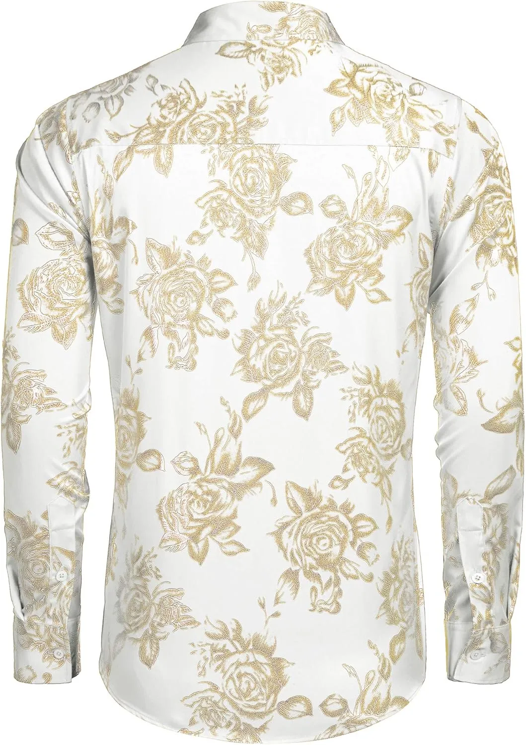 COOFANDY Men's Rose Shiny Shirt Luxury Flowered Printed Button Down Shirt
