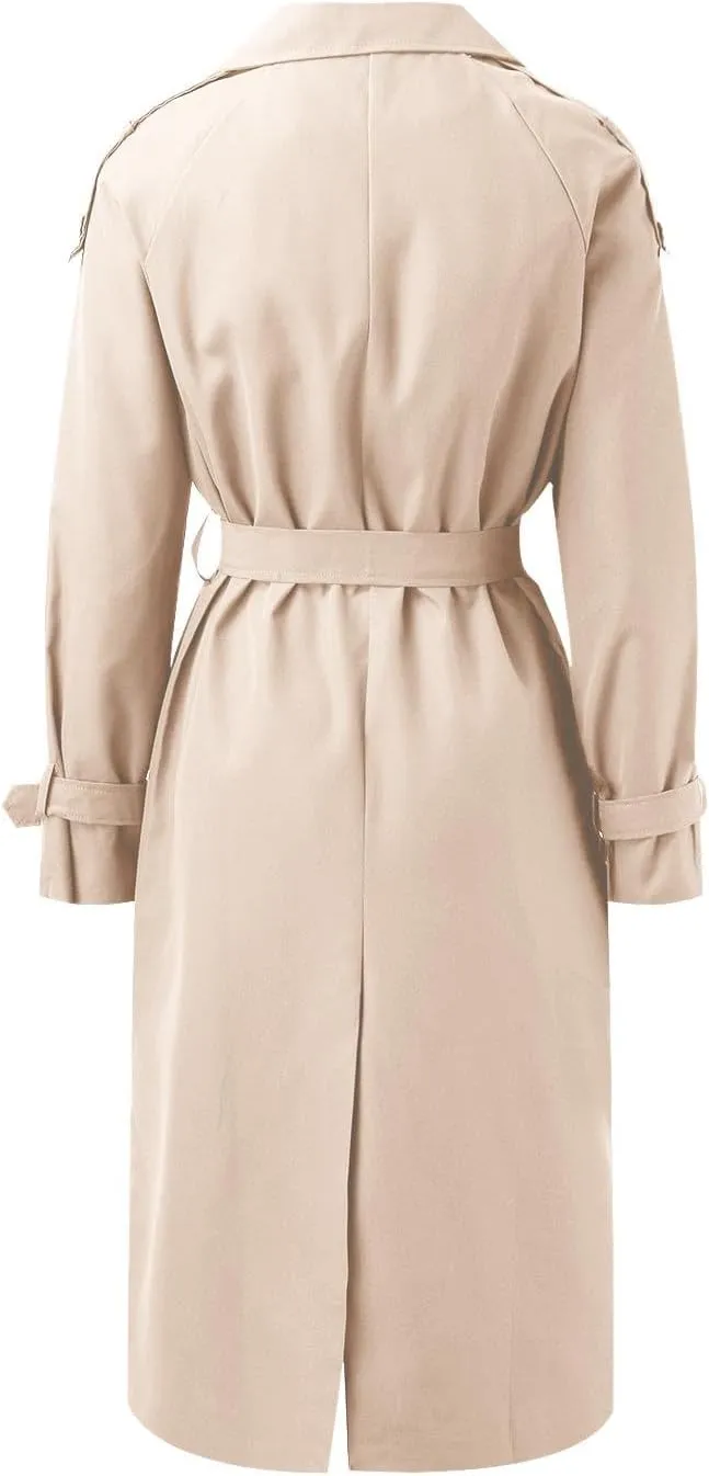 cooki Winter Jacket for Women 2024 Casual Women's Double Breasted Long Trench Coat Windproof Classic Lapel Slim Overcoats
