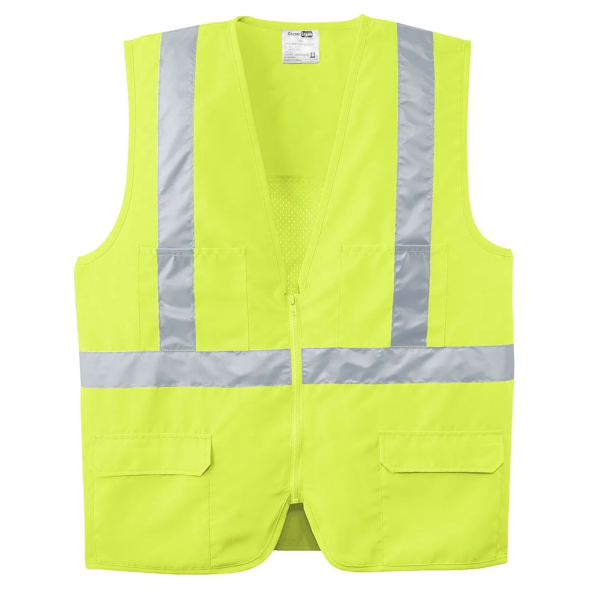 CornerStone Men's Safety Yellow ANSI 107 Class 2 Mesh Back Safety Vest