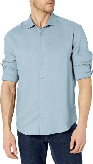 Cubavera Men's Standard Travelselect Linen-Blend Long Sleeve Button-Down Shirt, Classic Fit, Wrinkle Resistant
