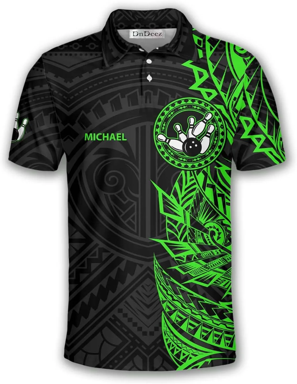 Custom Bowling Shirt, Bowling Team Polo Shirt Tribal Pattern, Sizes: S-5XL