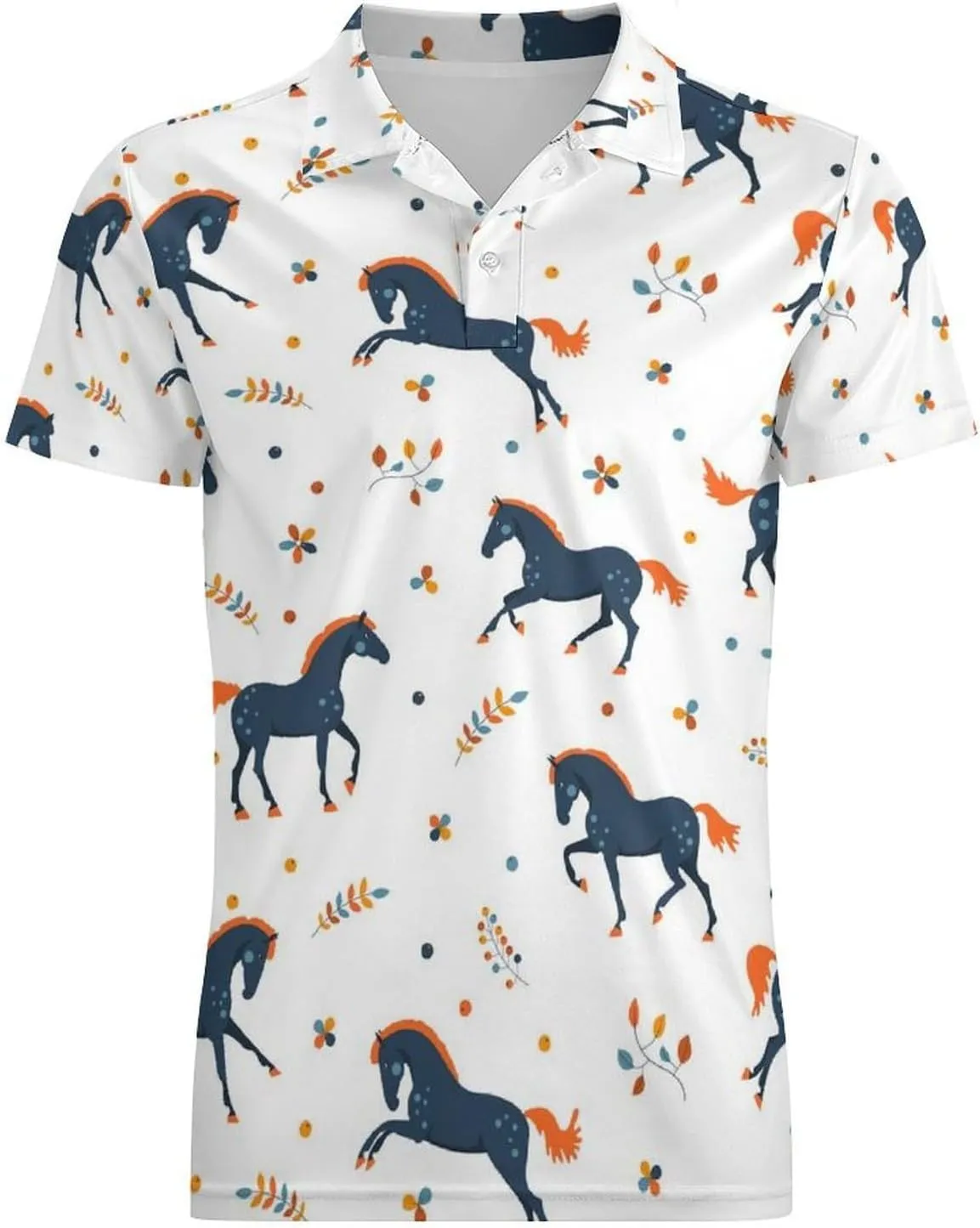 Cute Bird Pattern Men's Polo Shirts Short Sleeve Blend Performance Fashion Business Casual Collared Shirts