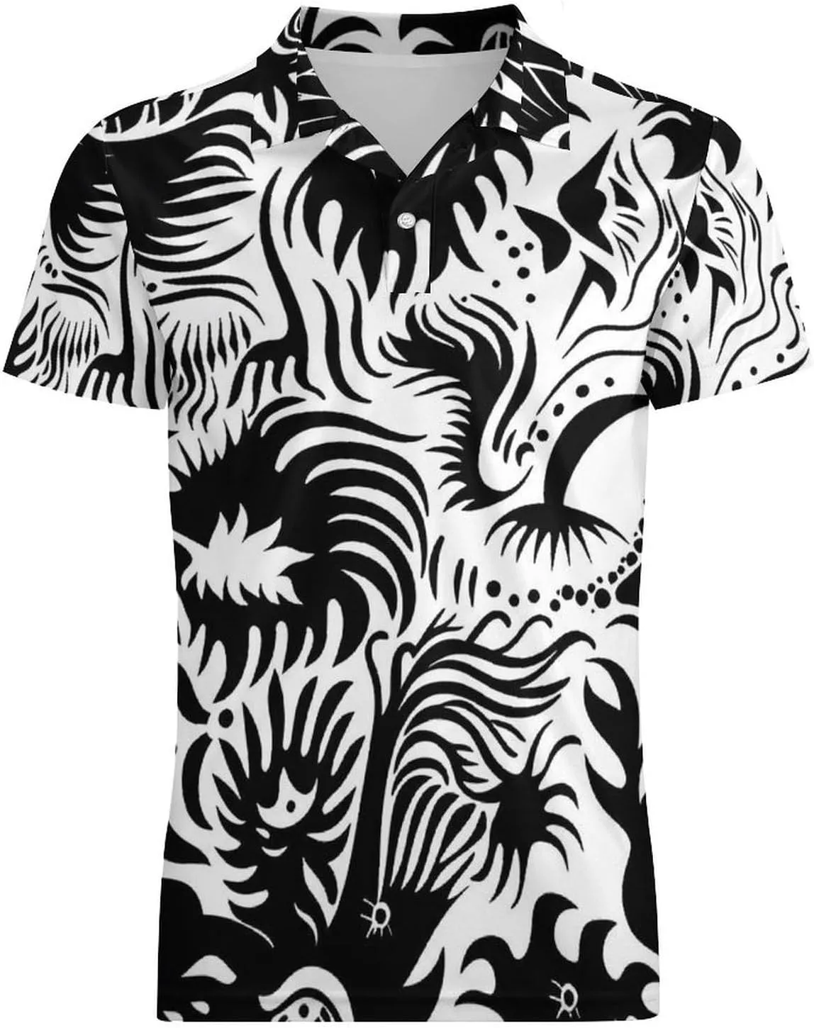 Cute Bird Pattern Men's Polo Shirts Short Sleeve Blend Performance Fashion Business Casual Collared Shirts