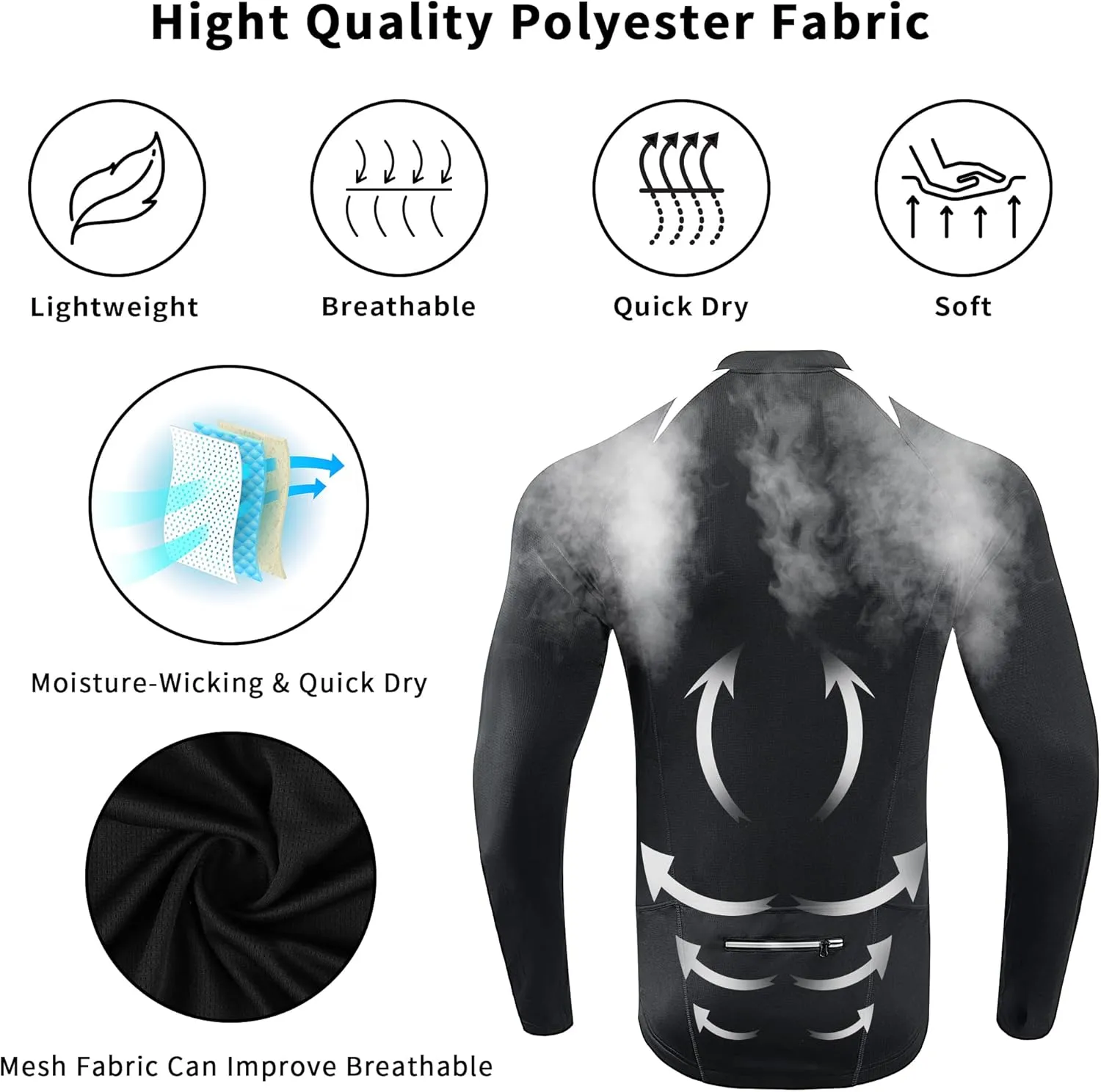 Cycling Jersey Men Short/Long Sleeve MTB Biking Shirts with Pockets- Moisture Wicking,Quick Dry,Reflective Strip