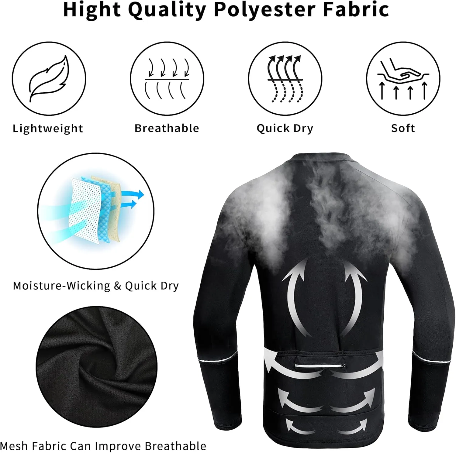 Cycling Jersey Mens Short Sleeve Bike Bicycle Shirts Long Sleeve Biking Clothing with Pockets