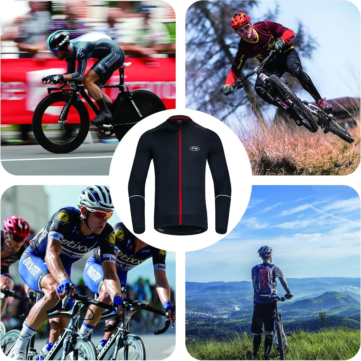 Cycling Jersey Mens Short Sleeve Bike Bicycle Shirts Long Sleeve Biking Clothing with Pockets