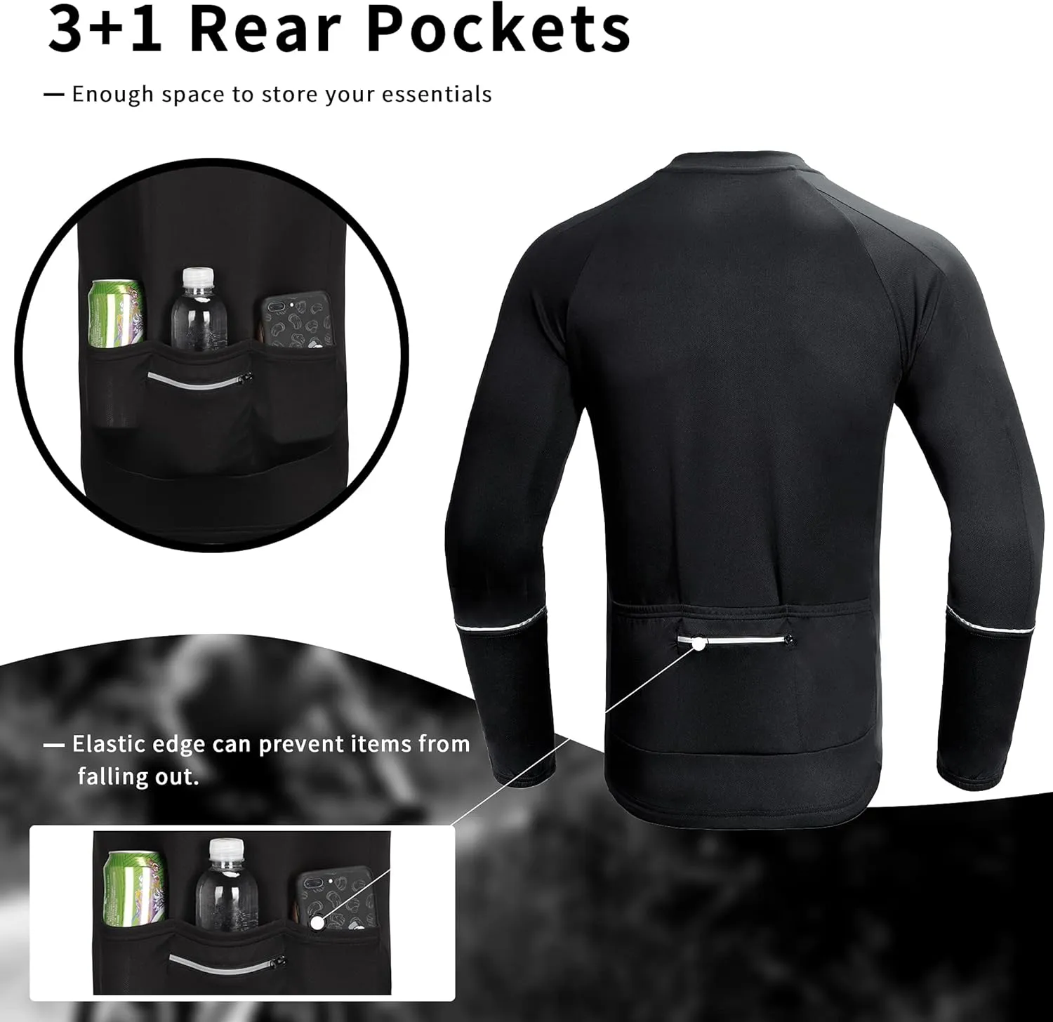 Cycling Jersey Mens Short Sleeve Bike Bicycle Shirts Long Sleeve Biking Clothing with Pockets