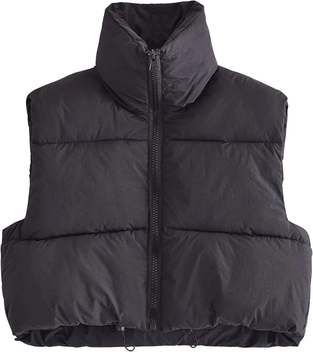Daacee Women's Lightweight Winter Crop Puffer Vest Warm Sleeveless Zip Up Stand Collar Padded Gilet